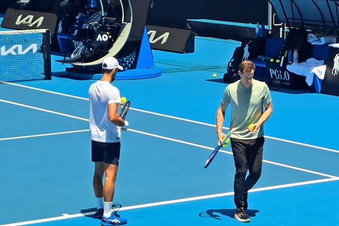 Novak Đoković i Endi Mari, trening na Australijan Openu