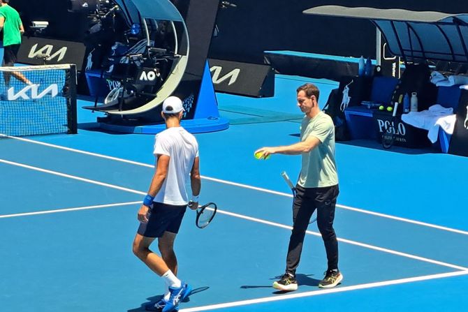 Novak Đoković i Endi Mari, trening na Australijan Openu