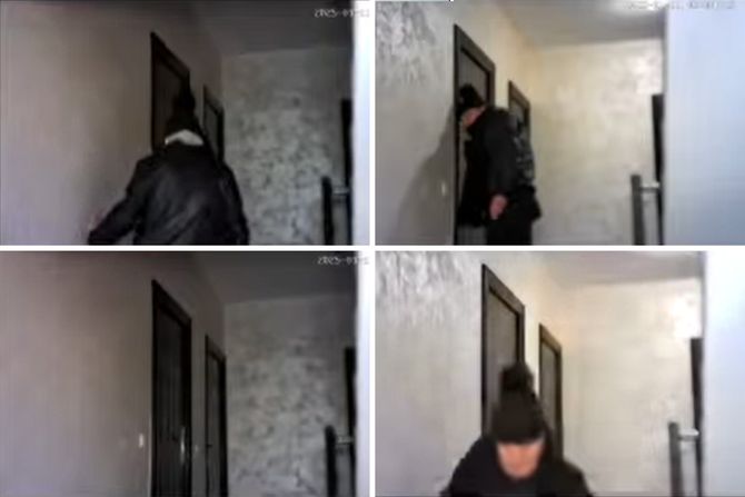 Krnjača,  stariji muškarac tipuje stanove u zgradama Krnjača,  stariji muškarac tipuje stanove u zgradama