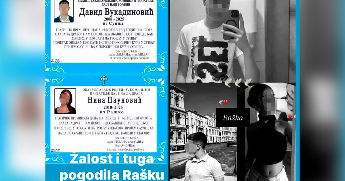 Ovo su momak i devojka koji su se ugušili u autu u garaži u Raški: Sutra sahrana Davida (17) i Nine (15)