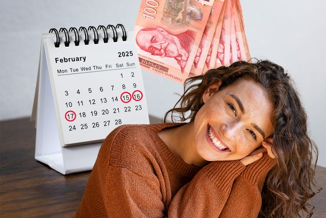 Srećna žena, februar kalendar, neradni dani, pare Srećna žena, februar kalendar, neradni dani, pare