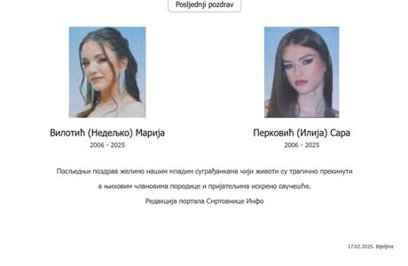 Sara i Marija, devojke poginule u Bijeljini