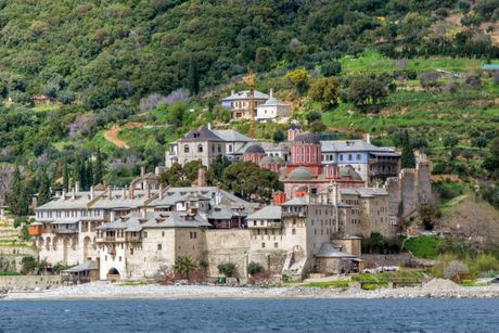 Grčka, manastir Ksenofont, Xenophontos monastery at Mount Athos Grčka, manastir Ksenofont, Xenophontos monastery at Mount Athos