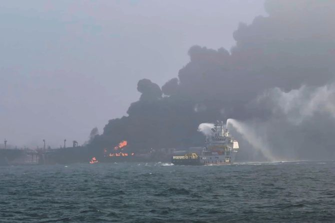 Severno more, tanker u plamenu, sudar brodova