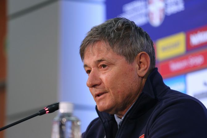 Dragan Stojković Piksi, Konferencija pred meč sa Austrijom, FSS Dragan Stojković Piksi, Konferencija pred meč sa Austrijom, FSS