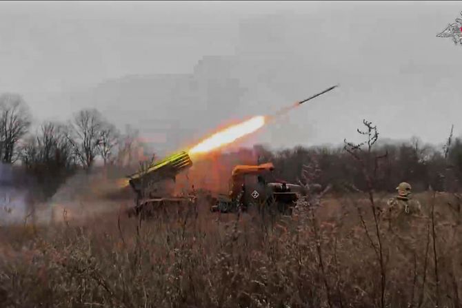 Grad self-propelled multiple rocket launcher Rusija rat u Ukrajini