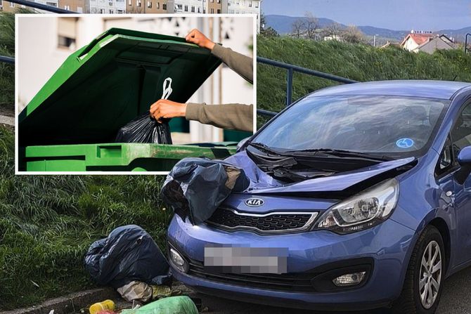 Smeće bačeno iz solitera na automobil u Zagrebu