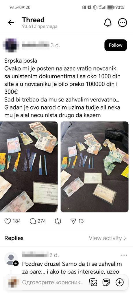 Ukradena dokumenta i pare Ukradena dokumenta i pare
