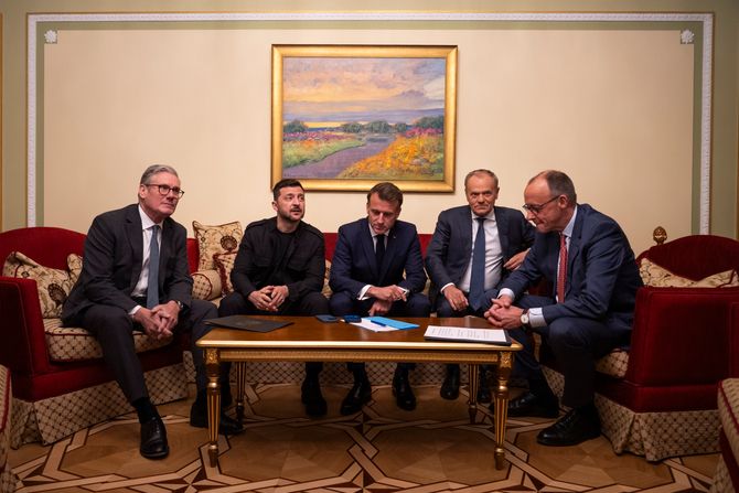 Kijev Ukrajina Makron Starmer Merc Tusk Zelenski Kijev Ukrajina Makron Starmer Merc Tusk Zelenski