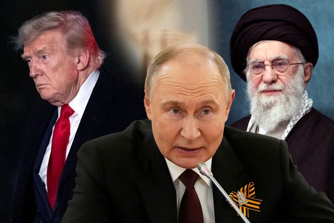 Donald Tramp, Vladimir Putin i iranski ajatolah Ali Hamnei Donald Tramp, Vladimir Putin i iranski ajatolah Ali Hamnei