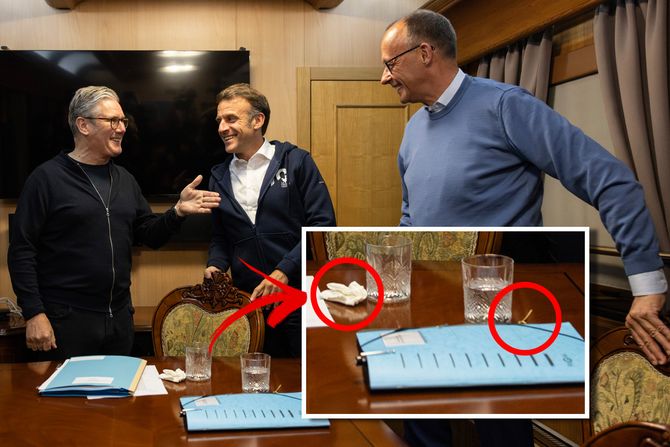 Kijev, Ukrajina, Premijer Kir Starmer, Emanuel Makron francuski predsednik, Fridrih Merc nemački kancelar Kijev, Ukrajina, Premijer Kir Starmer, Emanuel Makron francuski predsednik, Fridrih Merc nemački kancelar