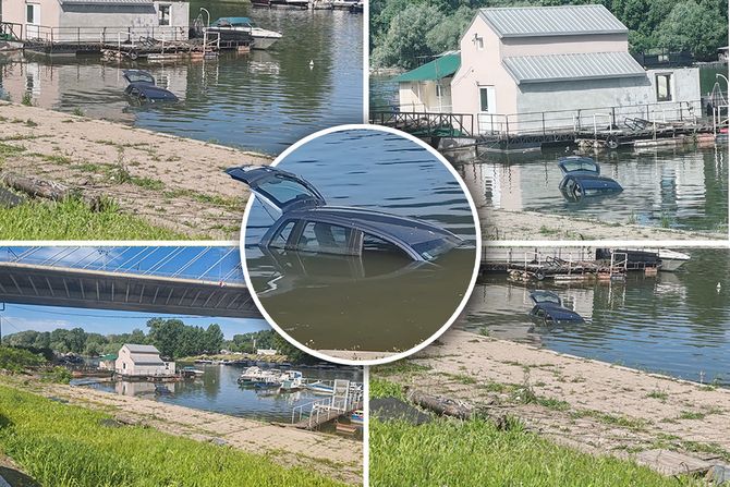 Auto upao u Savu ispod Mosta na Adi Auto upao u Savu ispod Mosta na Adi