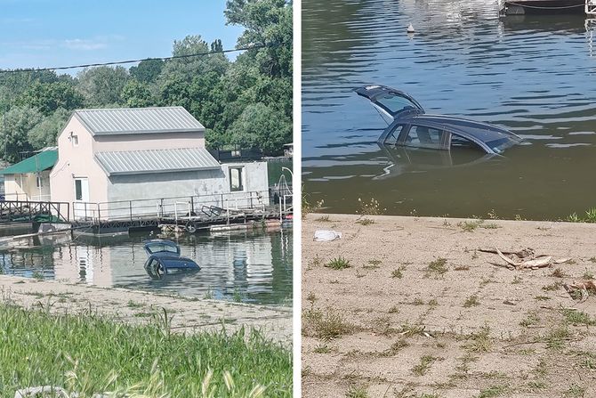 Auto upao u Savu ispod Mosta na Adi Auto upao u Savu ispod Mosta na Adi