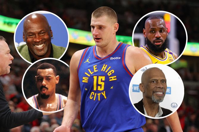 Nikola Jokić, Wilt Chamberlain, Michael Jordan, Lebron Džejms, Kareem Abdul Jabbar, Karim Abdul Džabar Nikola Jokić, Wilt Chamberlain, Michael Jordan, Lebron Džejms, Kareem Abdul Jabbar, Karim Abdul Džabar