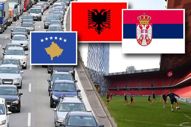 albanija, stadion, guzva, zastava