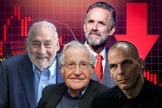 Berza pad, Janis Varufakis, Noam Čomski, Džozef Štiglic i Džordan B. Piterson Berza pad, Janis Varufakis, Noam Čomski, Džozef Štiglic i Džordan B. Piterson