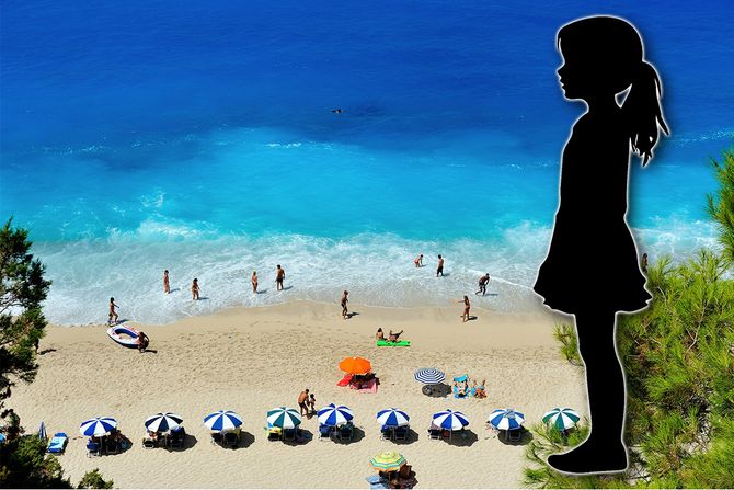 plaža, Grčka, devojcica