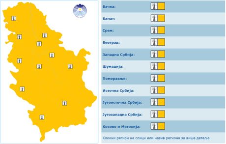 Narandžasti meteoalarm Srbija Narandžasti meteoalarm Srbija