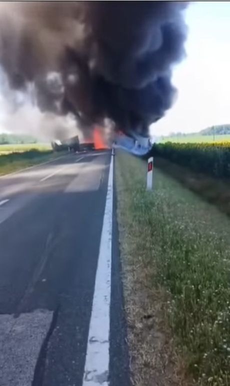 Požar kod Šida, sudar dva kamiona Požar kod Šida, sudar dva kamiona