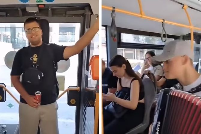 DVA MOMKA PEVAJU U BUSU U NS