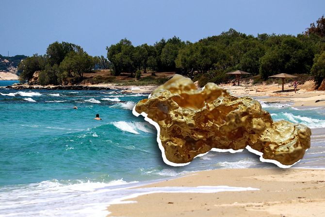 Grčka plaža grumen zlata Grčka plaža grumen zlata