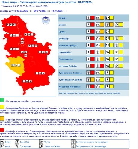 Crveni meteoalarm 8. jul 12h Crveni meteoalarm 8. jul 12h