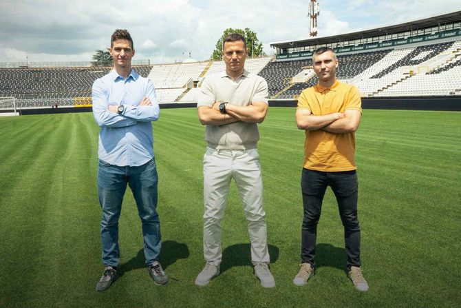 Drago Šljukić, Dejan Jovanović i Miodrag Aksentijević, Futsal klub Partizan Drago Šljukić, Dejan Jovanović i Miodrag Aksentijević, Futsal klub Partizan