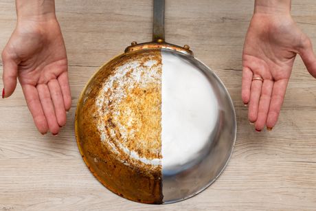 rđa, posuđe, ribanje, tiganj, šerpa