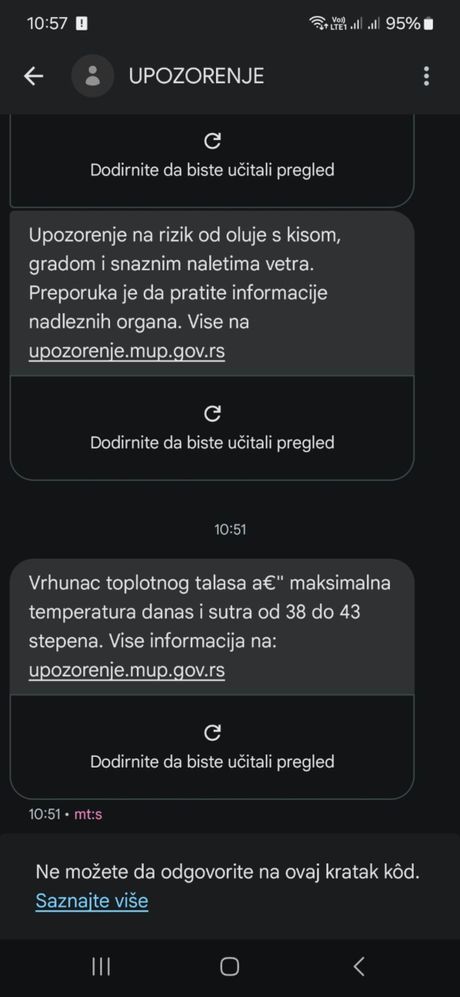 MUP, upozorenje MUP, upozorenje