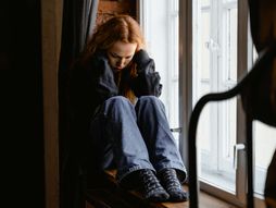 žena, devojka, tužna, prozo, hladno, zima