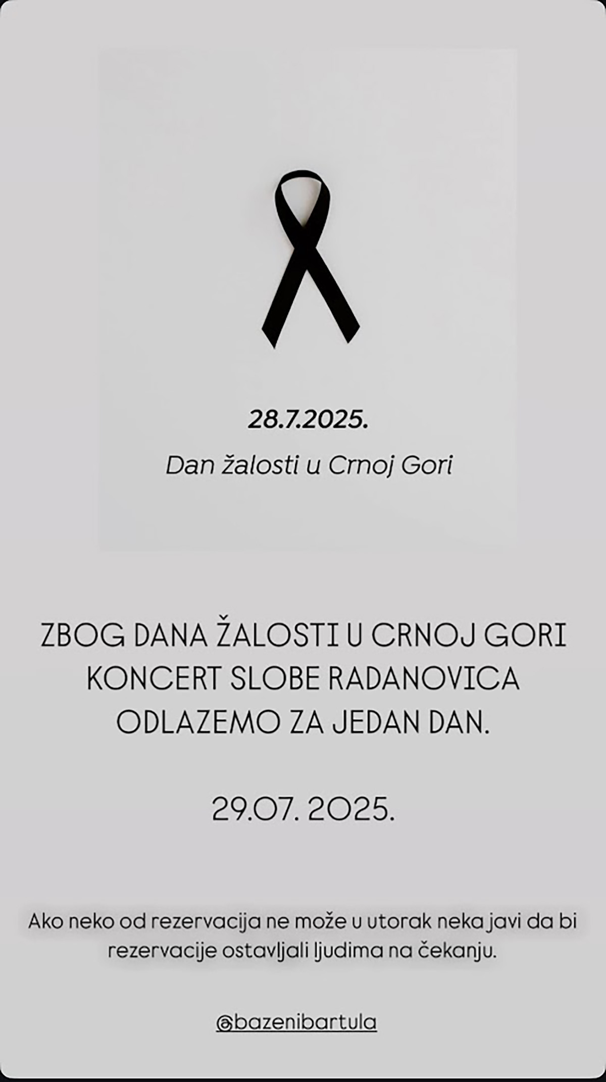 Pevačima iznenada otkazani nastupi širom Crne Gore u ponedeljak: Ovo je razlog