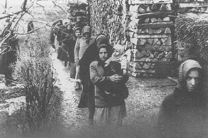 Women walking in the Szolnok prison yard, Angel Makers of Nagyrev