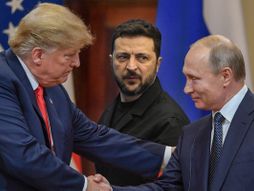 Donald Tramp,  Vladimir Putin i  Volodimir Zelenski