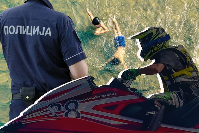Skuter na reci, policija, deca , Tamiš Pančevo