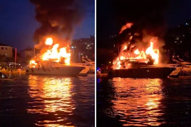 Budva, jahta, požar, gori jahta u Budvi Budva, jahta, požar, gori jahta u Budvi