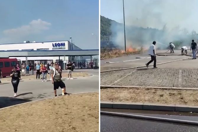 Požar na rastinju pored fabrike Leoni u Malošištu kod Niša