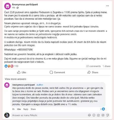 Traži devojku koja je putovala za Split