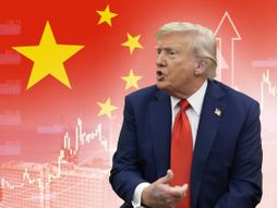 Kina , grafika, biznis, grafikom , zastava i Donald Tramp, carine