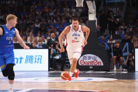 Nikola Jokić, Srbija - Estonija, Eurobasket 2025 Riga, košarka, košarkaši Srbije Nikola Jokić, Srbija - Estonija, Eurobasket 2025 Riga, košarka, košarkaši Srbije