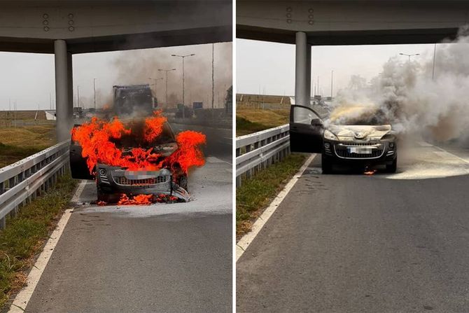 zapalio se automobil, Ruma, autoput