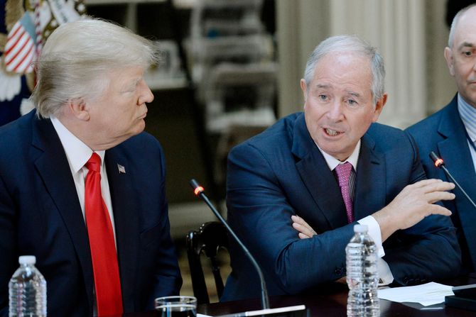 Stephen A. Schwarzman, Chairman, CEO and Co-Founder of Blackstone speaks as United States President Donald Trump Stephen A. Schwarzman, Chairman, CEO and Co-Founder of Blackstone speaks as United States President Donald Trump
