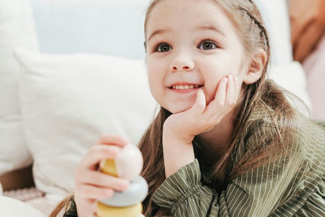 devojčica, dete, soba, krevet devojčica, dete, soba, krevet