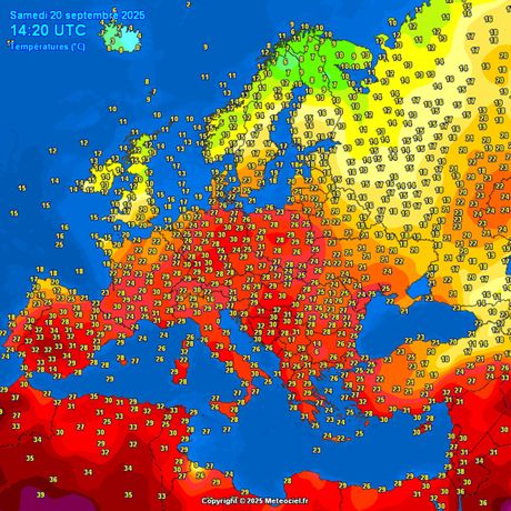 Trenutne temperature vazduha u Evropi Trenutne temperature vazduha u Evropi