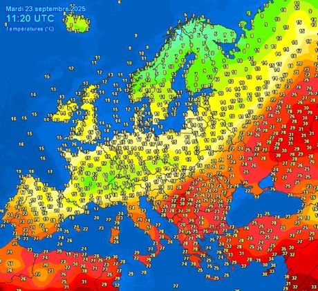 Trenutne temperature vazduha u Evropi Trenutne temperature vazduha u Evropi