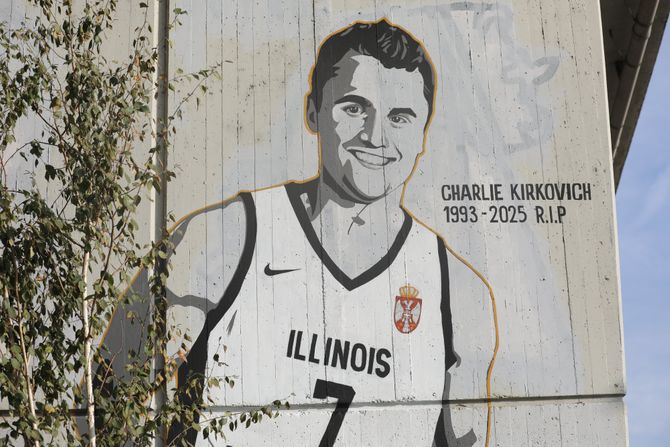 Čarli Kirk mural Beograd
