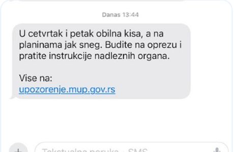 MUP, upozorenje, SMS MUP, upozorenje, SMS