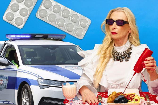 Žena, policija, lekovi, hrana