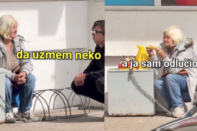 Luka Alerić i žena koja prodaje kuvane kukuruze