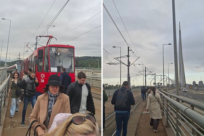 Zastoj na Mostu na Adi, tramvaj
