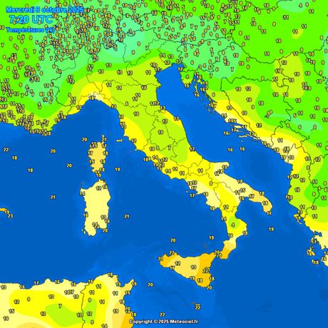 Satelitska slika i trenutne temperature vazduha Satelitska slika i trenutne temperature vazduha